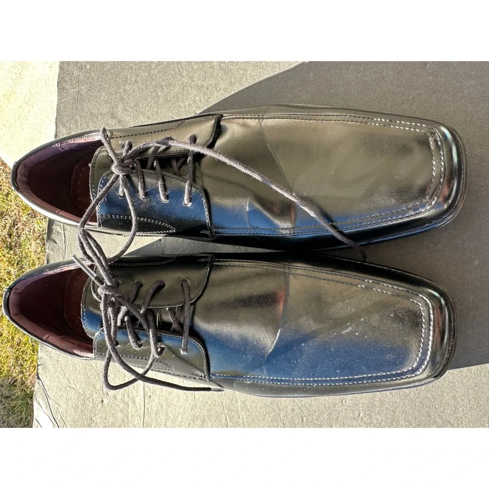 Freeman Colten Men's Black Bicycle Toe‎ Oxford Dress Shoes 12W 1660 1318